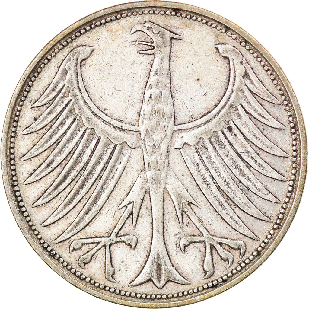 Moneta, GERMANIA - REPUBBLICA FEDERALE, 5 Mark, 1951, Karlsruhe, MB+, Argento