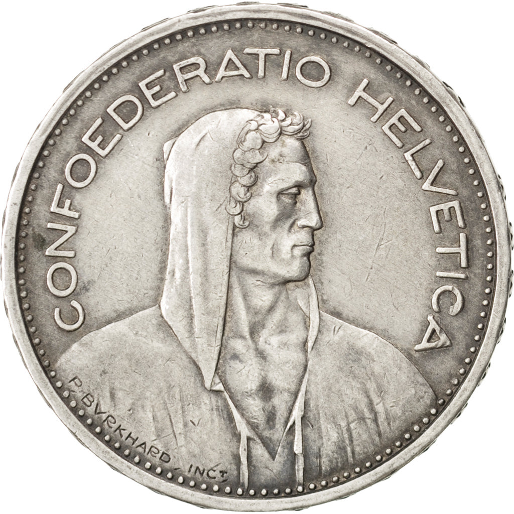 SWITZERLAND, 5 Francs, 1933, Bern, KM #40, VF(30-35), Silver, 31.45, 15.03