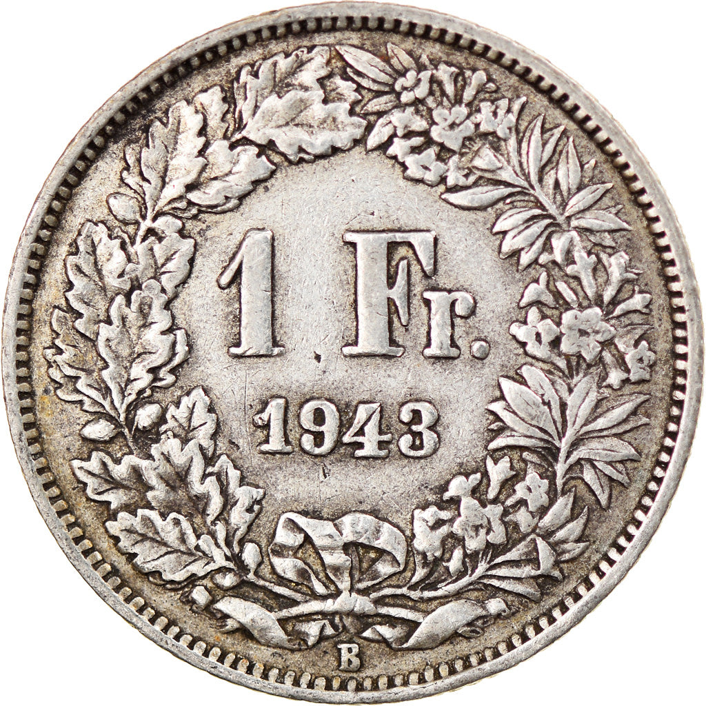 Coin, Switzerland, Franc, 1943, Bern, VF(20-25), Silver, KM:24