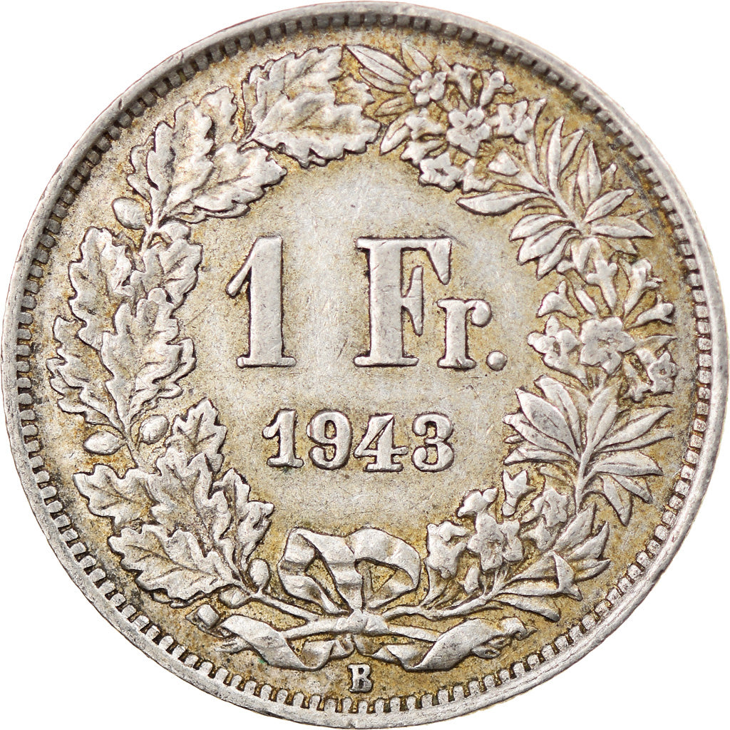 Coin, Switzerland, Franc, 1943, Bern, VF(30-35), Silver, KM:24