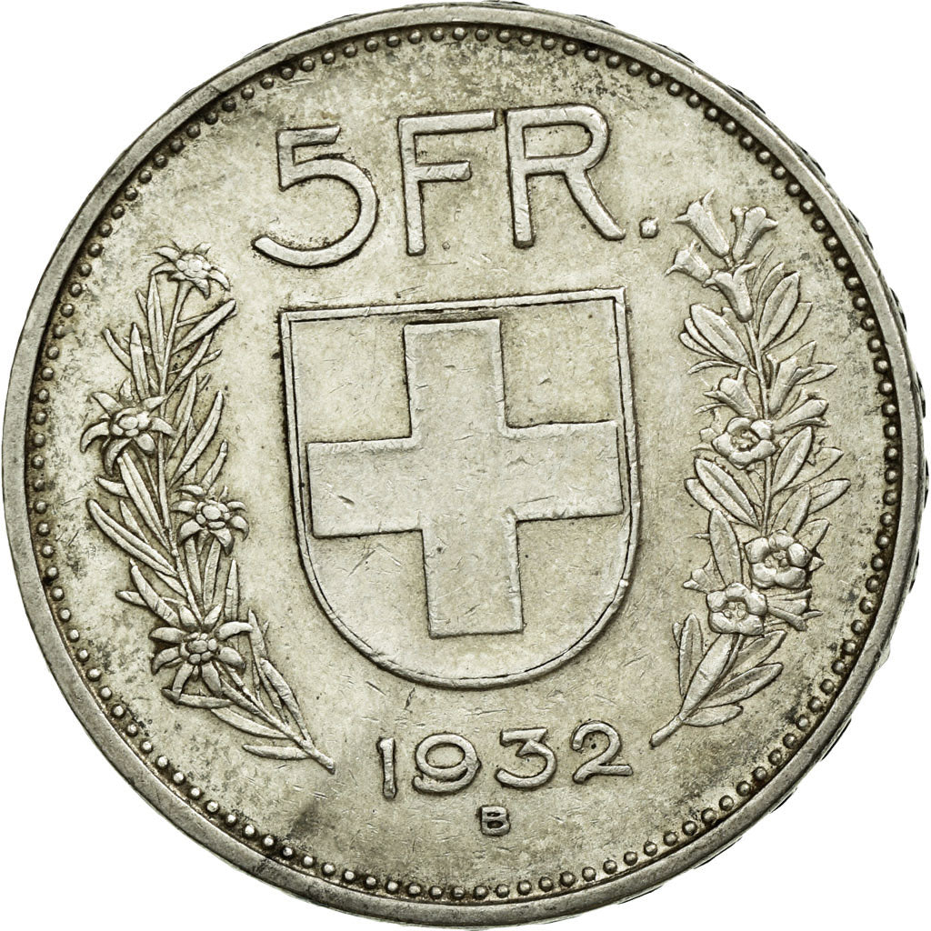 Coin, Switzerland, 5 Francs, 1932, Bern, AU(50-53), Silver, KM:40