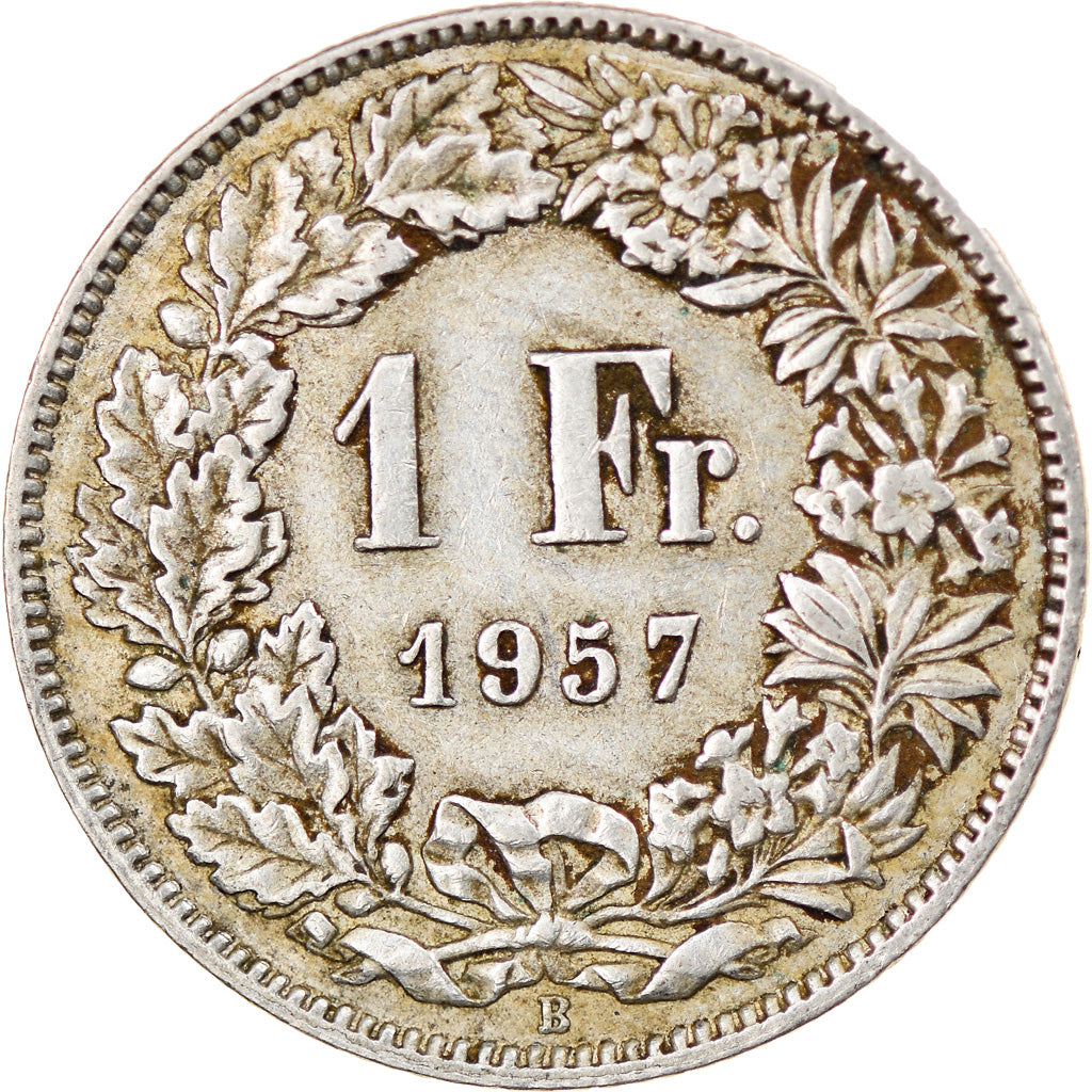 Coin, Switzerland, Franc, 1957, Bern, VF(30-35), Silver, KM:24