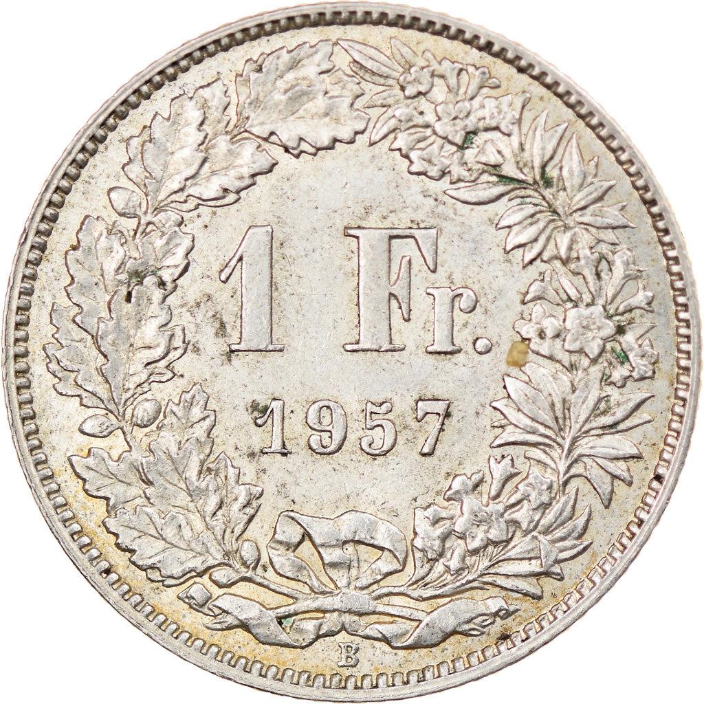Coin, Switzerland, Franc, 1957, Bern, EF(40-45), Silver, KM:24