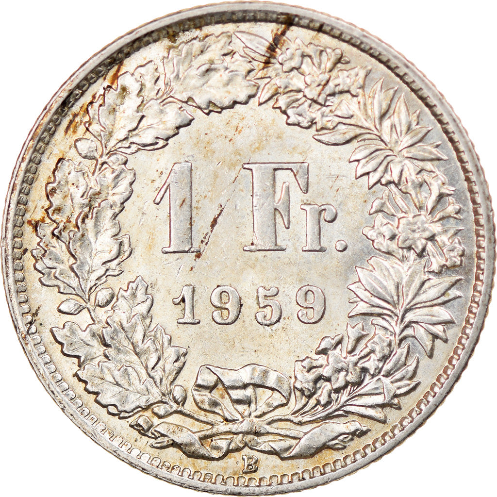 Coin, Switzerland, Franc, 1959, Bern, EF(40-45), Silver, KM:24