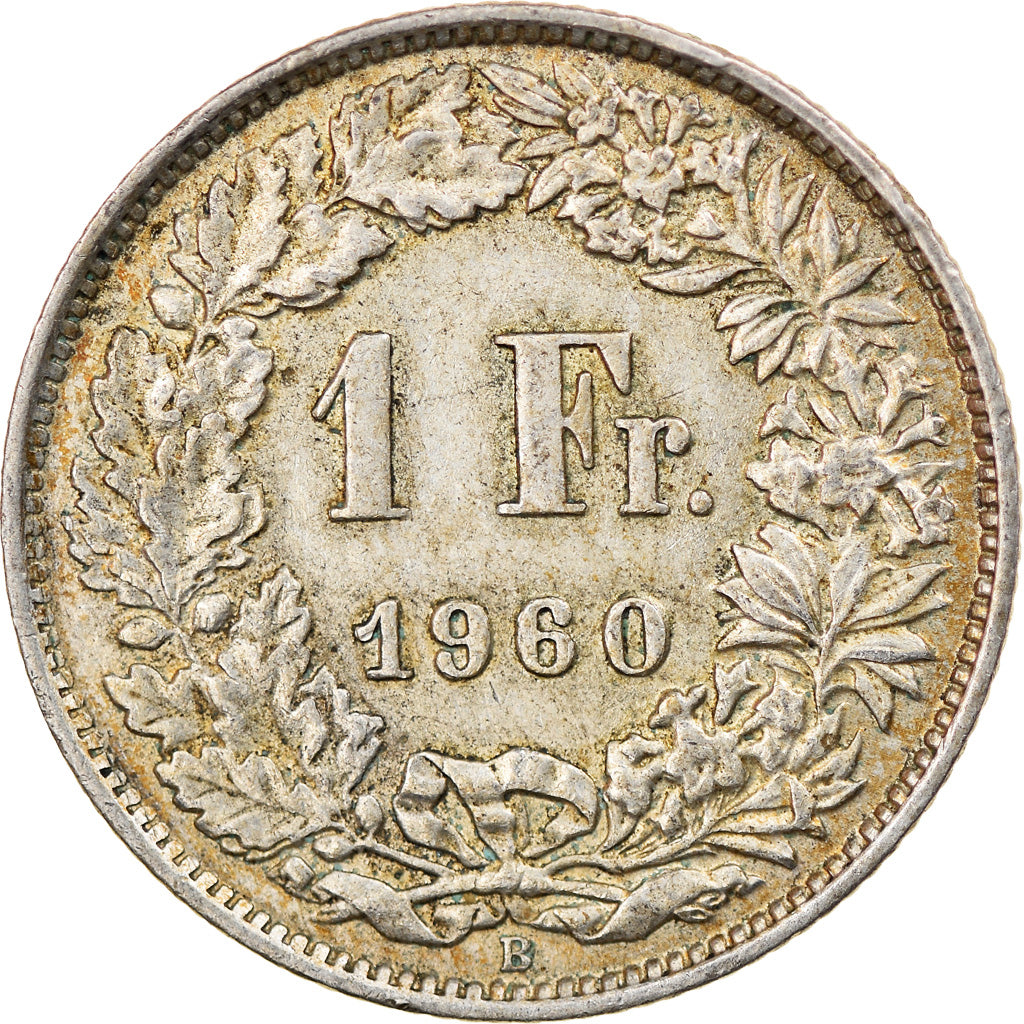 Coin, Switzerland, Franc, 1960, Bern, VF(30-35), Silver, KM:24