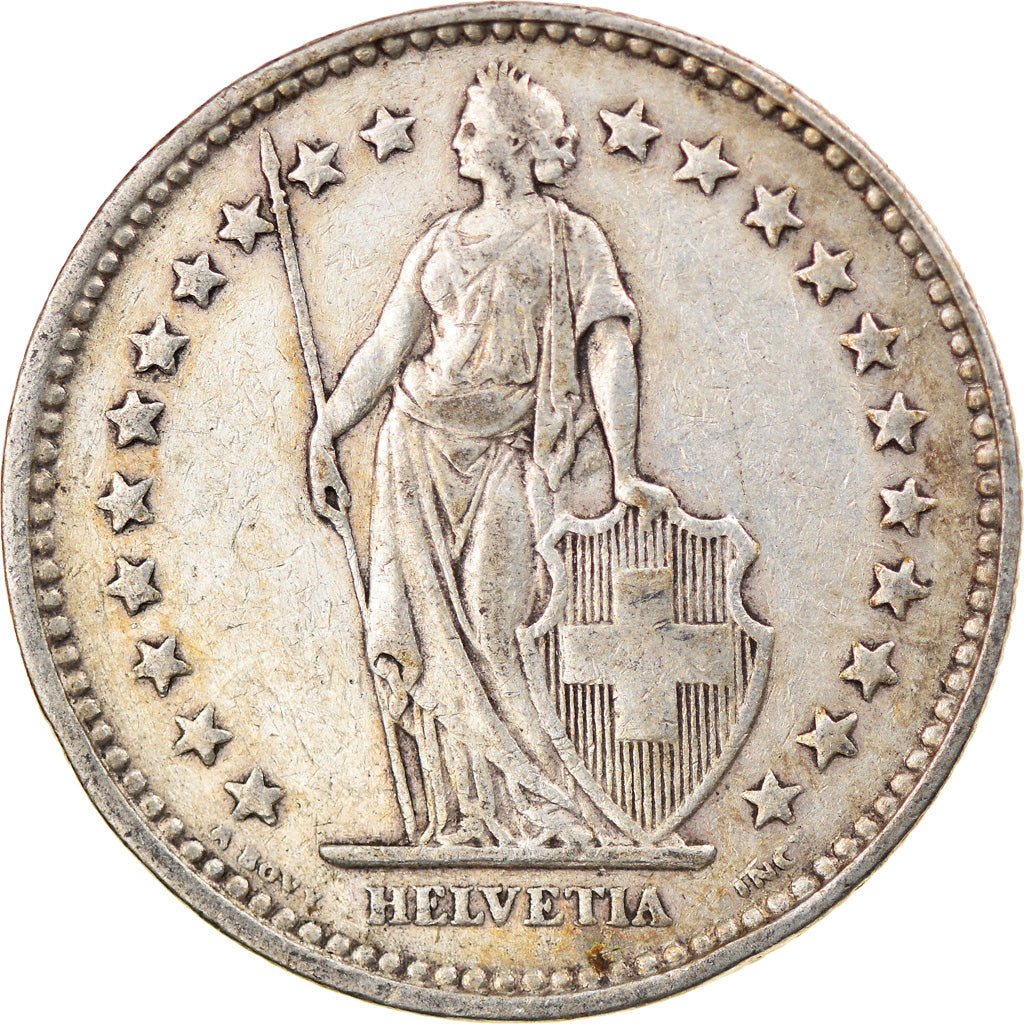 Moneta, Szwajcaria, 2 Francs, 1920, Bern, VF(30-35), Srebro, KM:21