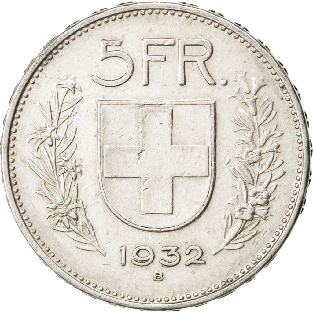 Coin, Switzerland, 5 Francs, 1932, Bern, AU(50-53), Silver, KM:40