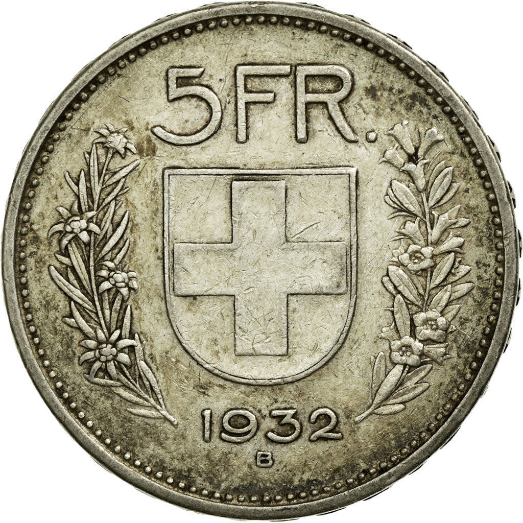 Coin, Switzerland, 5 Francs, 1932, Bern, EF(40-45), Silver, KM:40