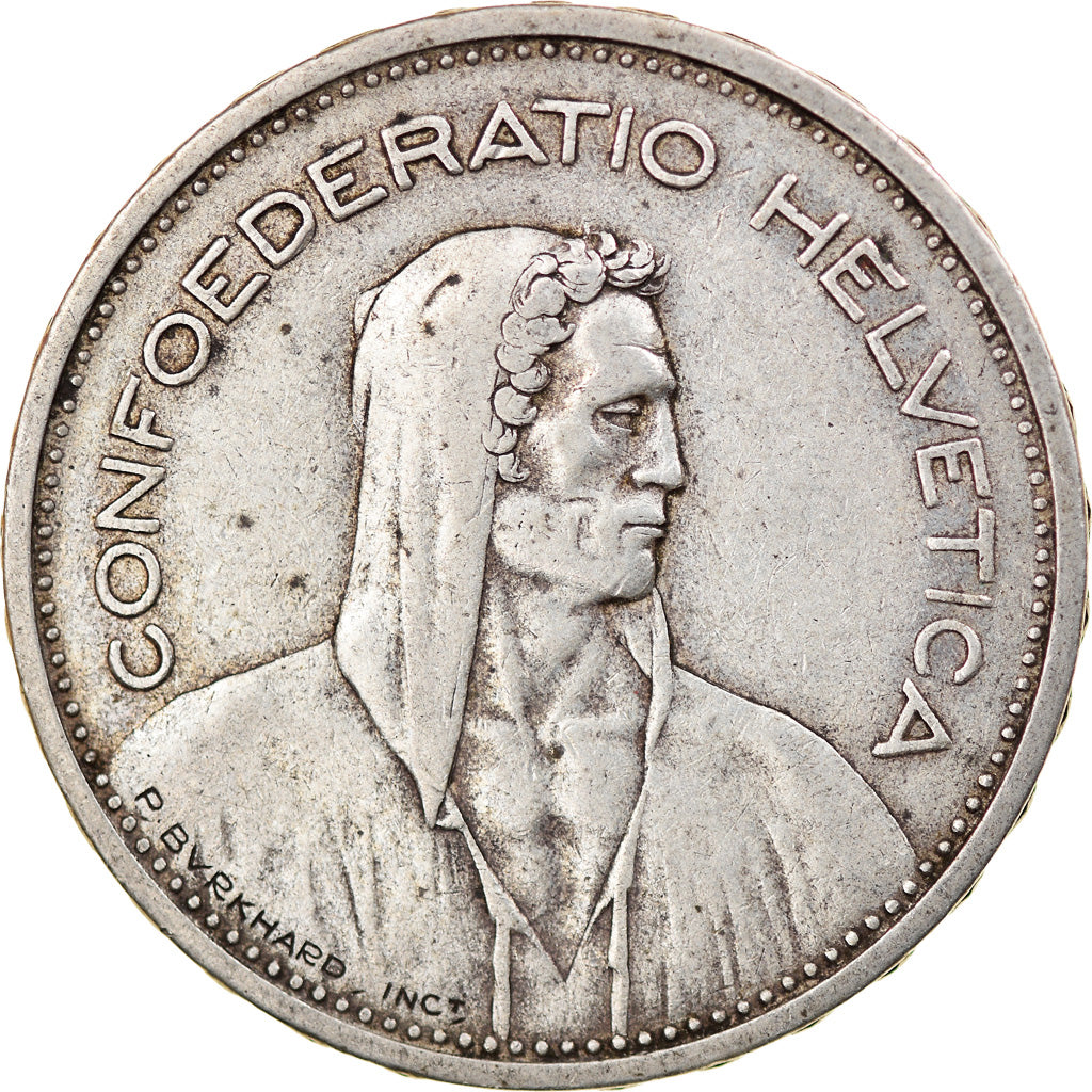 Coin, Switzerland, 5 Francs, 1933, Bern, VF(30-35), Silver, KM:40