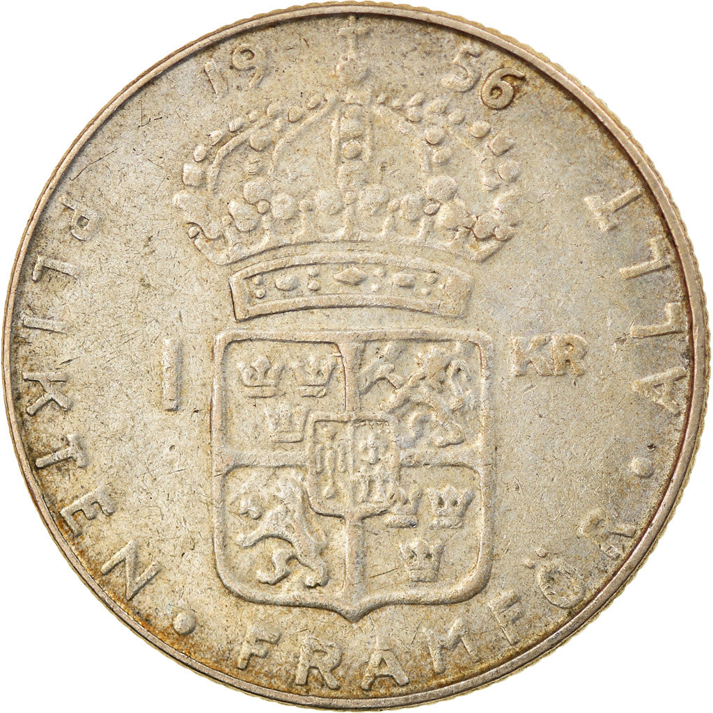 Coin, Sweden, Gustaf VI, Krona, 1956, VF(30-35), Silver, KM:826