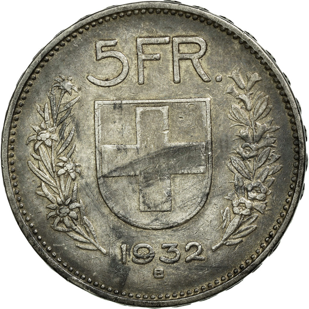 Coin, Switzerland, 5 Francs, 1932, Bern, EF(40-45), Silver, KM:40