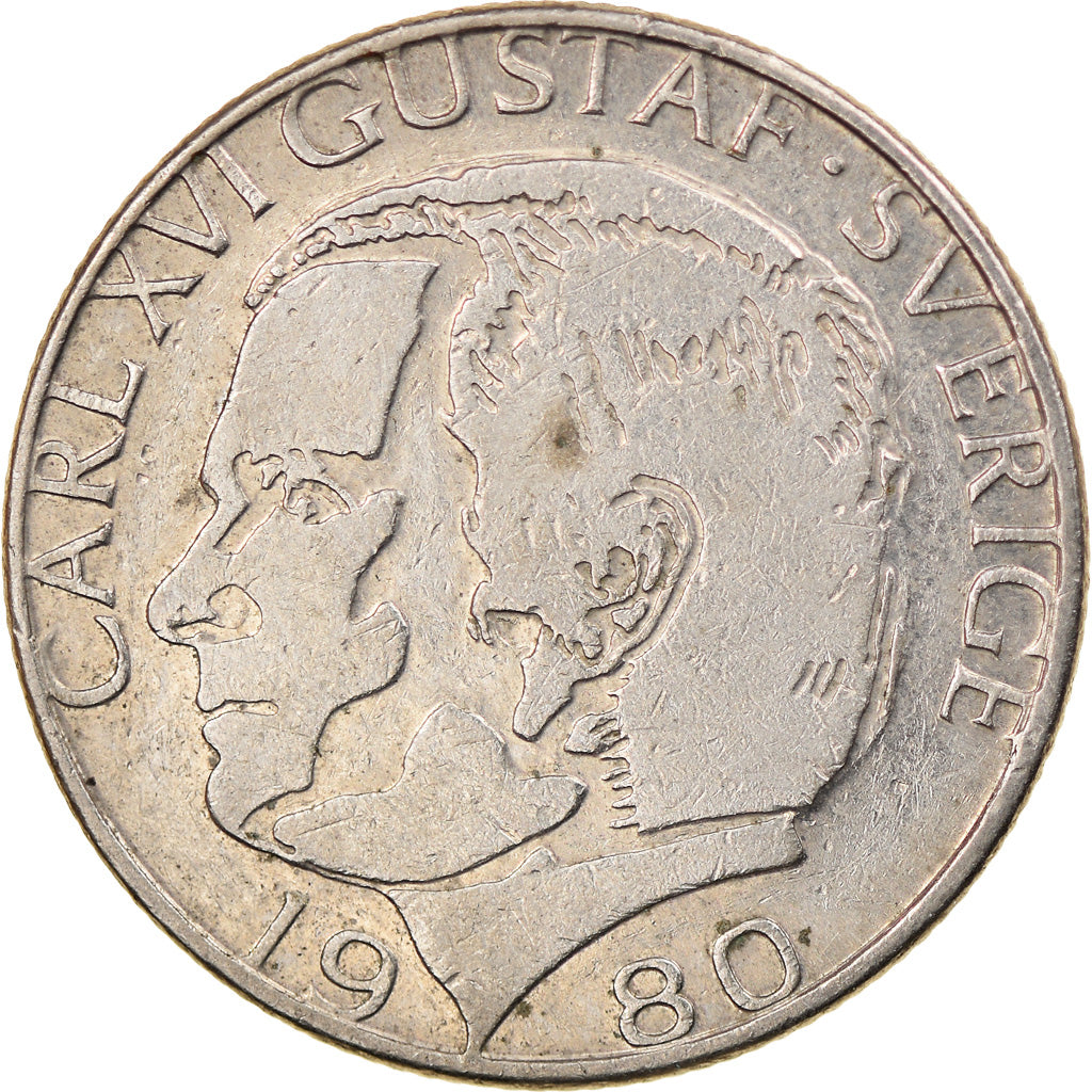 Moneta, Szwecja, Carl XVI Gustaf, Krona, 1980, VF(30-35), Miedź-Nikiel