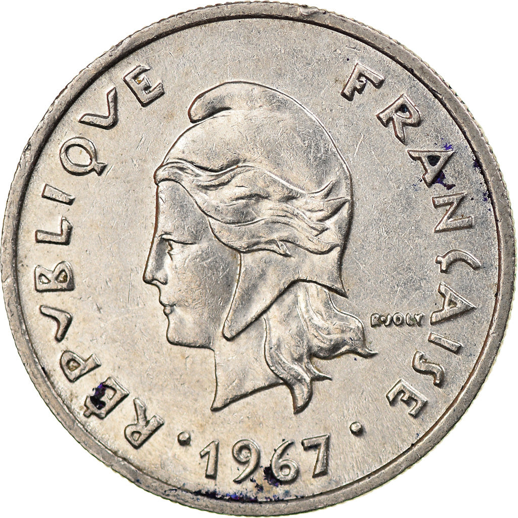 Moeda, Polinésia Francesa, 10 Francs, 1967, Paris, VF(30-35), Níquel, KM:5