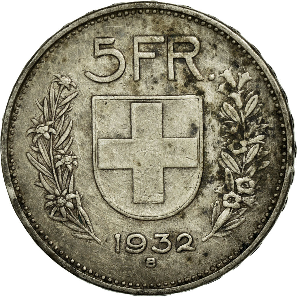 Coin, Switzerland, 5 Francs, 1932, Bern, EF(40-45), Silver, KM:40