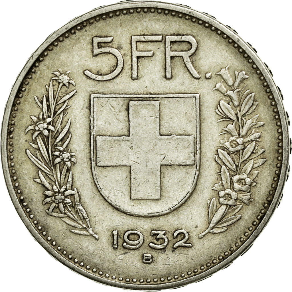 Coin, Switzerland, 5 Francs, 1932, Bern, EF(40-45), Silver, KM:40