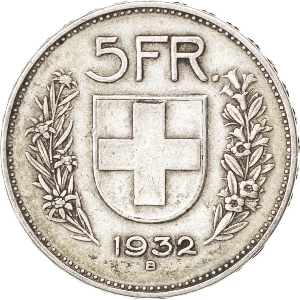SWITZERLAND, 5 Francs, 1932, Bern, KM #40, VF(30-35), Silver, 31.45, 14.93