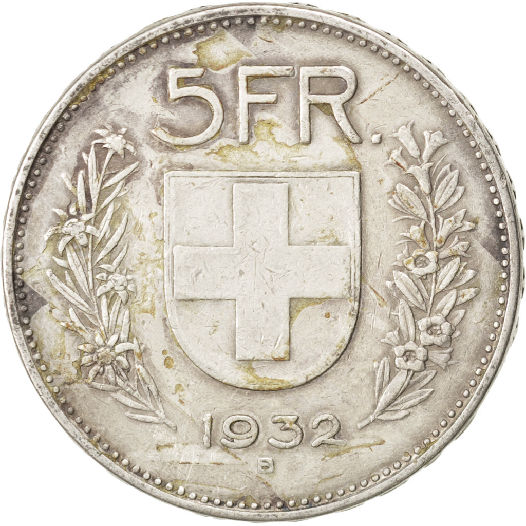 Switzerland, 5 Francs, 1932, Bern, VF(30-35), Silver, KM:40