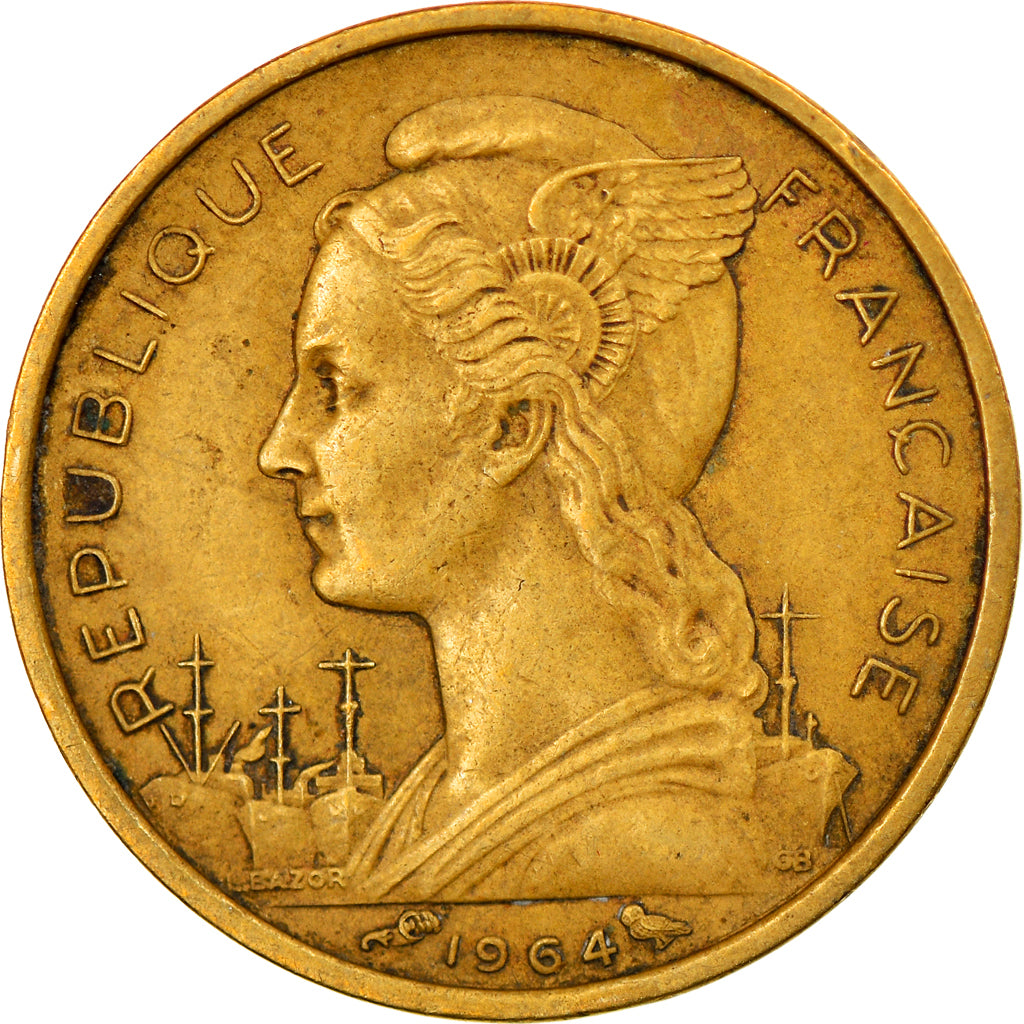 Coin, Réunion, 10 Francs, 1964, VF(30-35), Aluminum-Bronze, KM:10