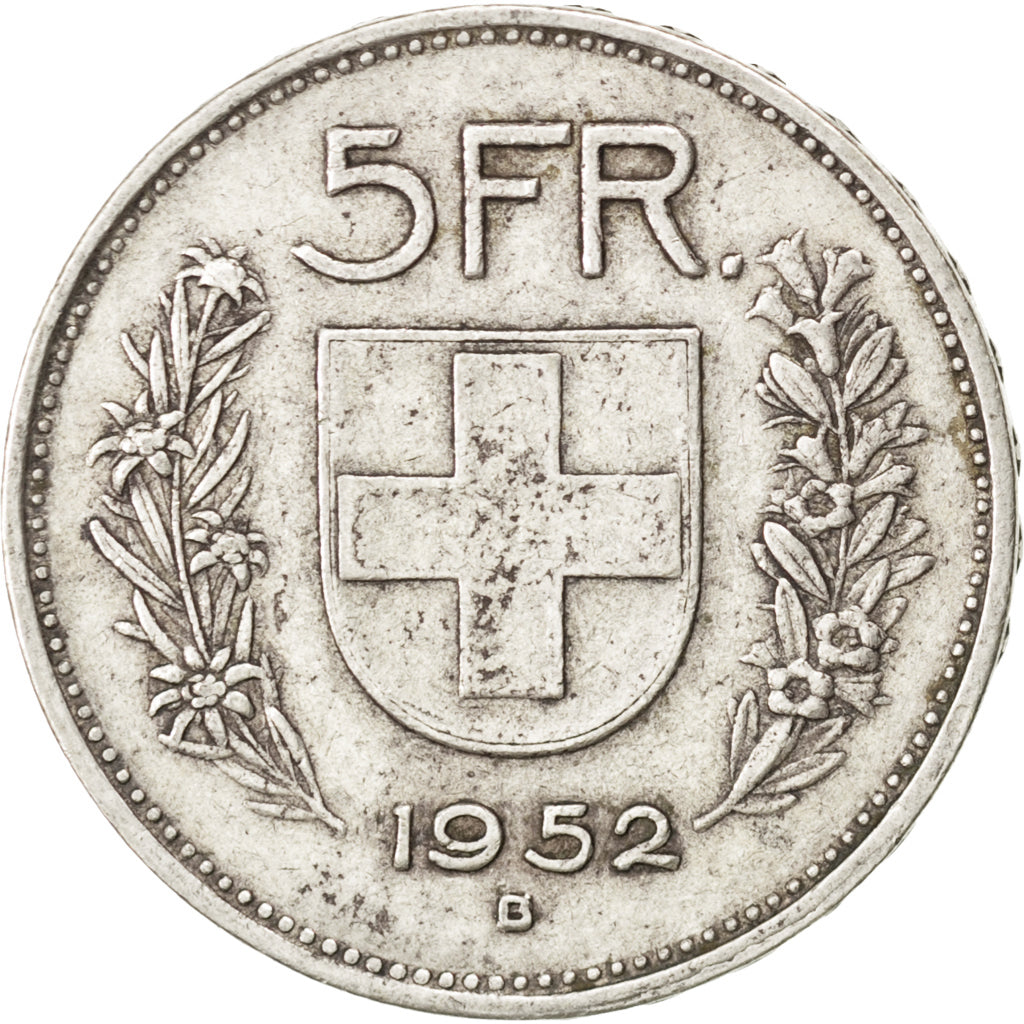 SWITZERLAND, 100 Francs, 1952, Bern, KM #E18, VF(30-35), Brass, 14.97