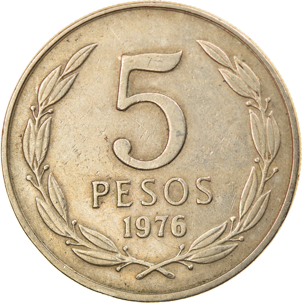 Monnaie, Chile, 5 Pesos, 1976, Santiago, TB+, Copper-nickel, KM:209