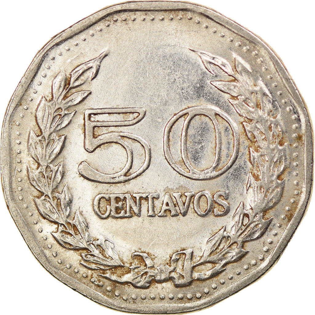 Moneta, Colombia, 50 Centavos, 1978, MB+, Acciaio ricoperto in nichel, KM:244.1