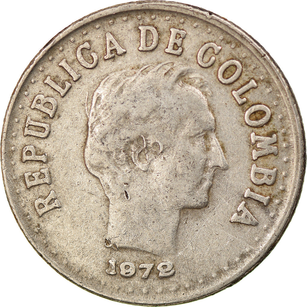 Coin, Colombia, 20 Centavos, 1972, VF(30-35), Nickel Clad Steel, KM:246.1