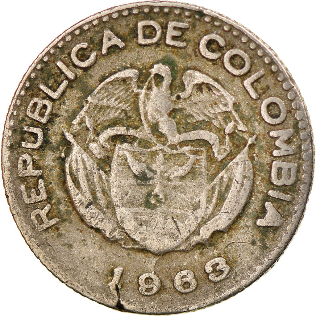 Moneta, Colombia, 10 Centavos, 1963, Bogota, VF(20-25), Miedź-Nikiel, KM:212.2