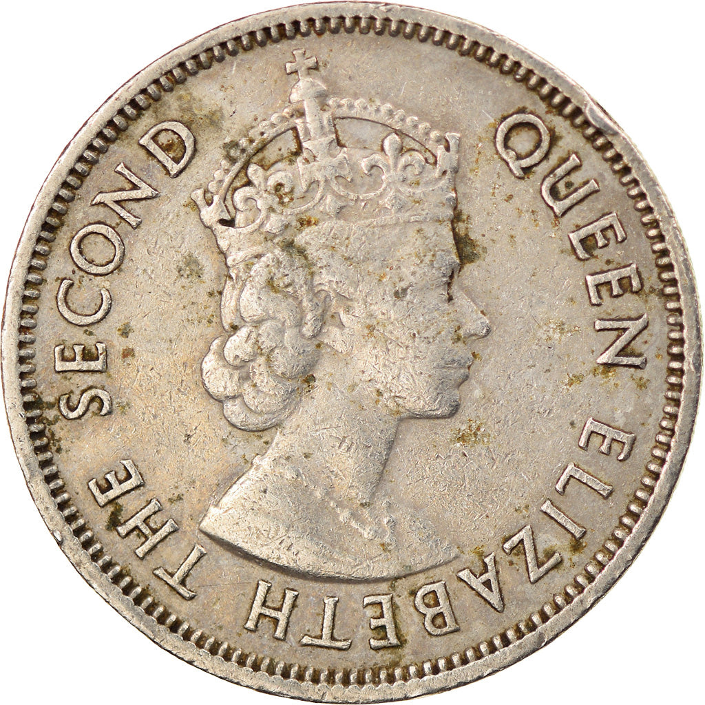 Coin, Mauritius, Elizabeth II, 1/2 Rupee, 1971, VF(20-25), Copper-nickel