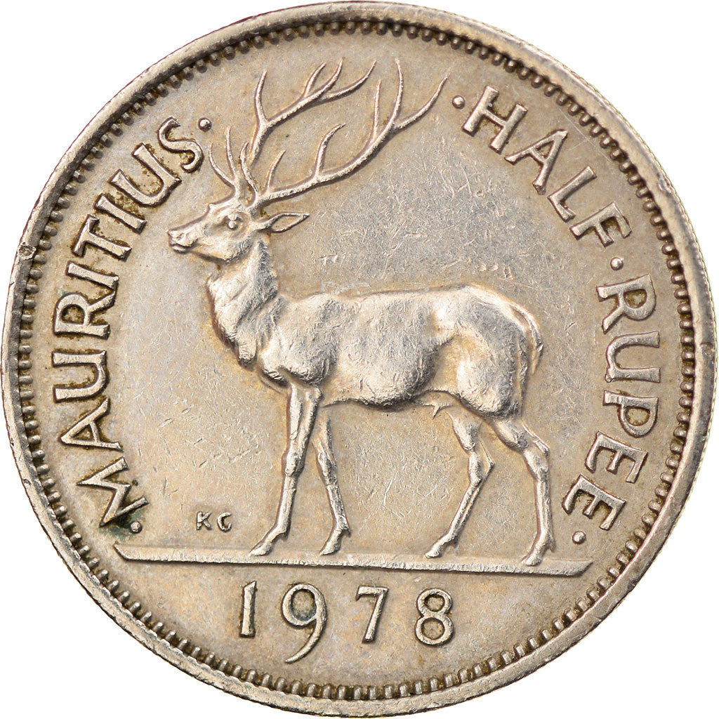 Moneta, Mauritius, Elizabeth II, 1/2 Rupee, 1978, VF(30-35), Miedź-Nikiel