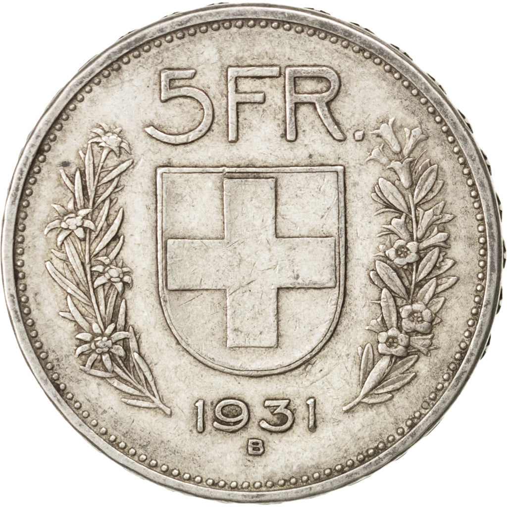 SWITZERLAND, 5 Francs, 1931, Bern, KM #40, VF(30-35), Silver, 31.45, 14.95