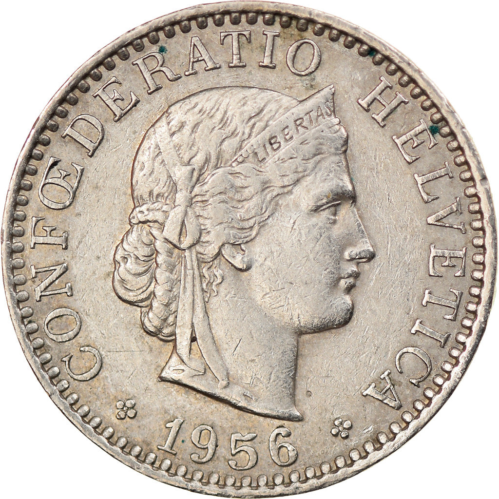 Coin, Switzerland, 20 Rappen, 1956, Bern, VF(30-35), Copper-nickel, KM:29a
