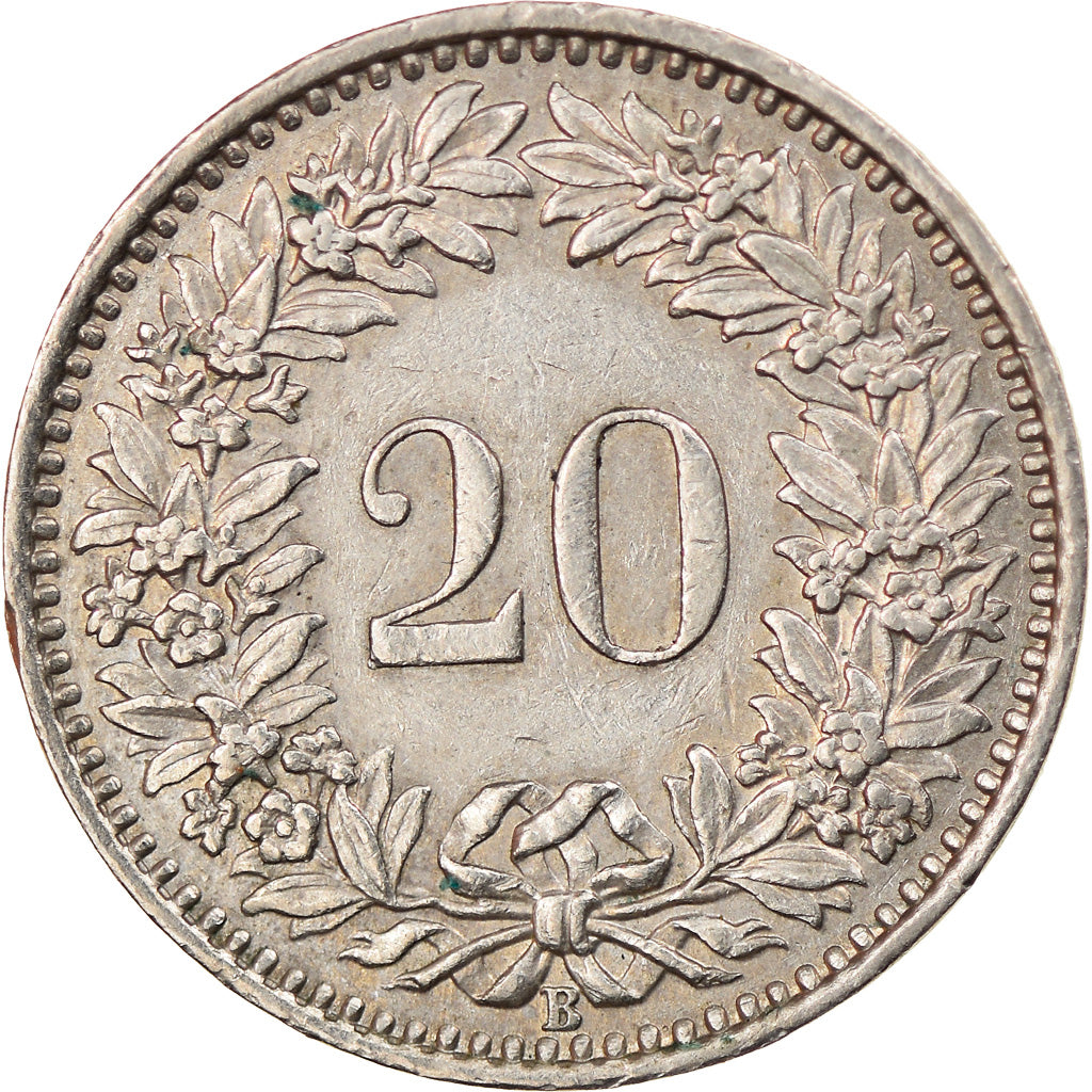 Coin, Switzerland, 20 Rappen, 1956, Bern, VF(30-35), Copper-nickel, KM:29a