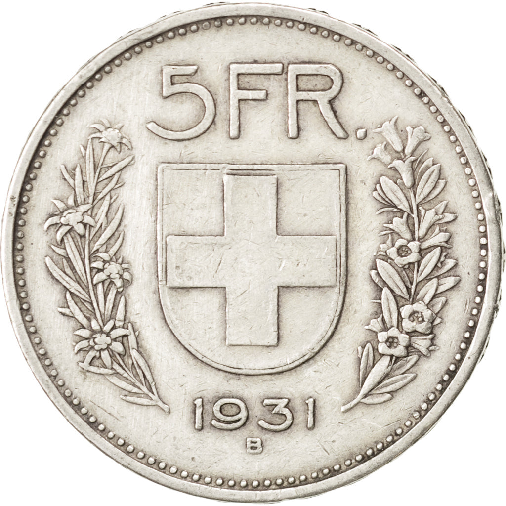 SWITZERLAND, 5 Francs, 1931, Bern, KM #40, VF(30-35), Silver, 31.45, 14.91
