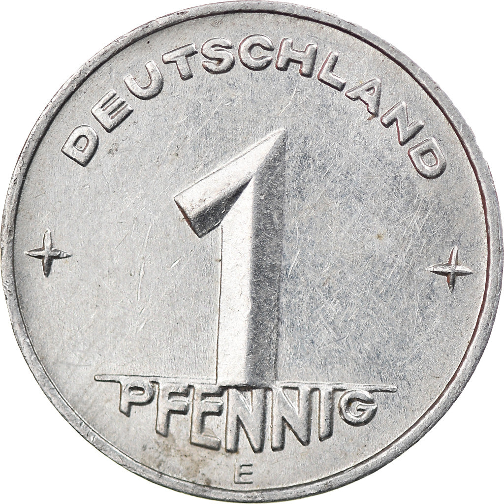 Moneta, NIEMCY - NRD, Pfennig, 1953, Muldenhütten, VF(30-35), Aluminium, KM:5