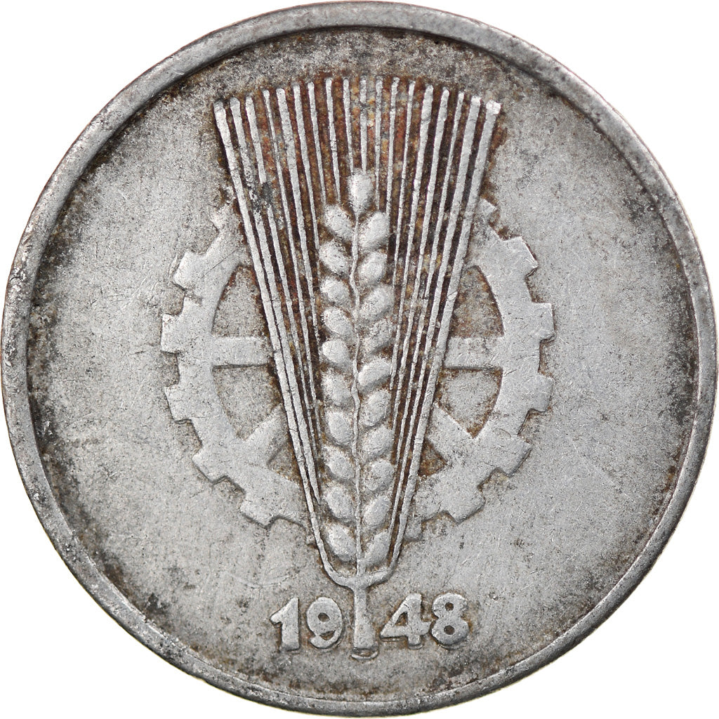 Coin, GERMAN-DEMOCRATIC REPUBLIC, 10 Pfennig, 1948, Berlin, VF(20-25), Aluminum