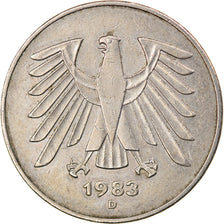 Coin, GERMANY - FEDERAL REPUBLIC, 5 Mark, 1983, Munich, VF(30-35), Copper-Nickel