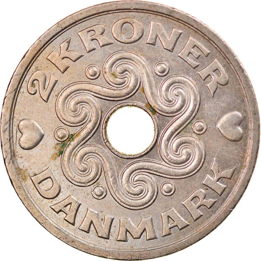 Monnaie, Danemark, Margrethe II, 2 Kroner, 1994, Copenhagen, TB+, Copper-nickel