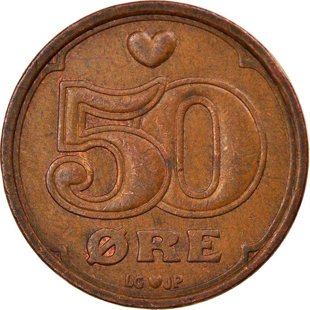 Monnaie, Danemark, Margrethe II, 50 Öre, 1990, Brondby, TB+, Bronze, KM:866.2