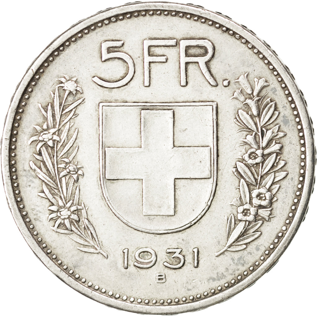 SWITZERLAND, 5 Francs, 1931, Bern, KM #40, EF(40-45), Silver, 31.45, 14.99