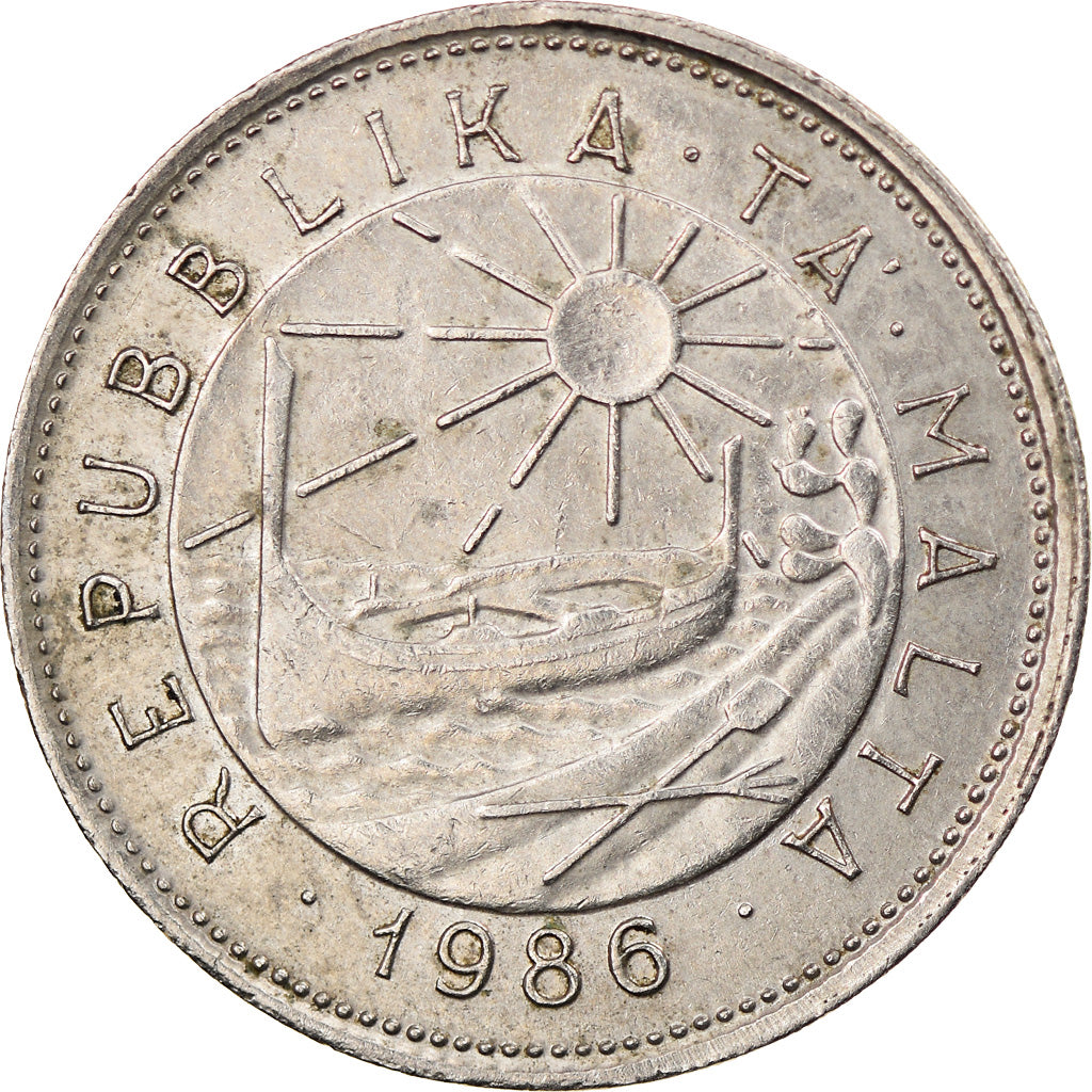 Moneta, Malta, 25 Cents, 1986, British Royal Mint, EF(40-45), Miedź-Nikiel