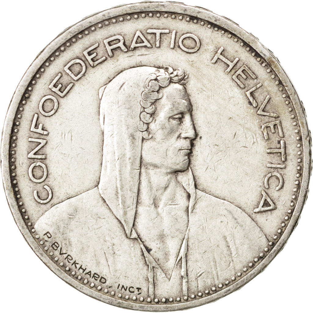 SWITZERLAND, 5 Francs, 1931, Bern, KM #40, AU(50-53), Silver, 31.45, 14.92