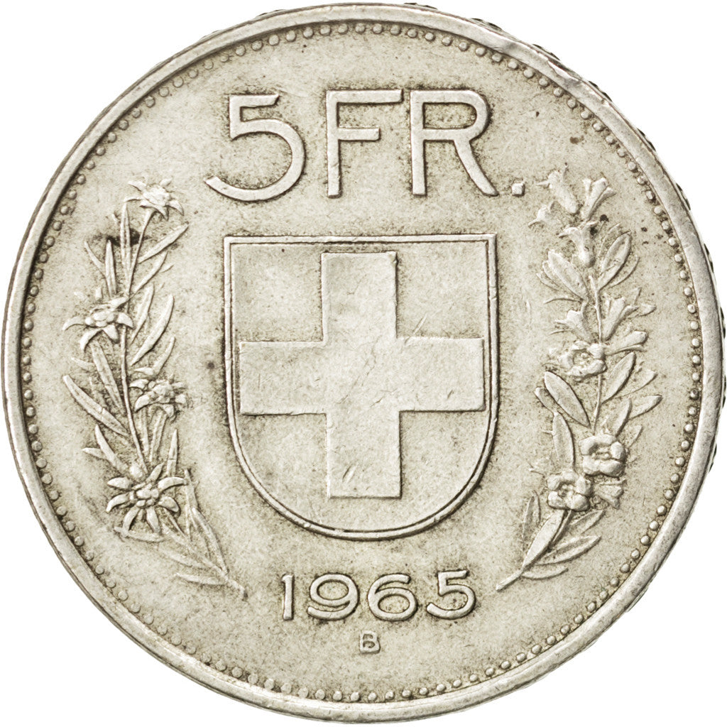 SWITZERLAND, 5 Francs, 1965, Bern, KM #40, AU(50-53), Silver, 31.45, 15.05