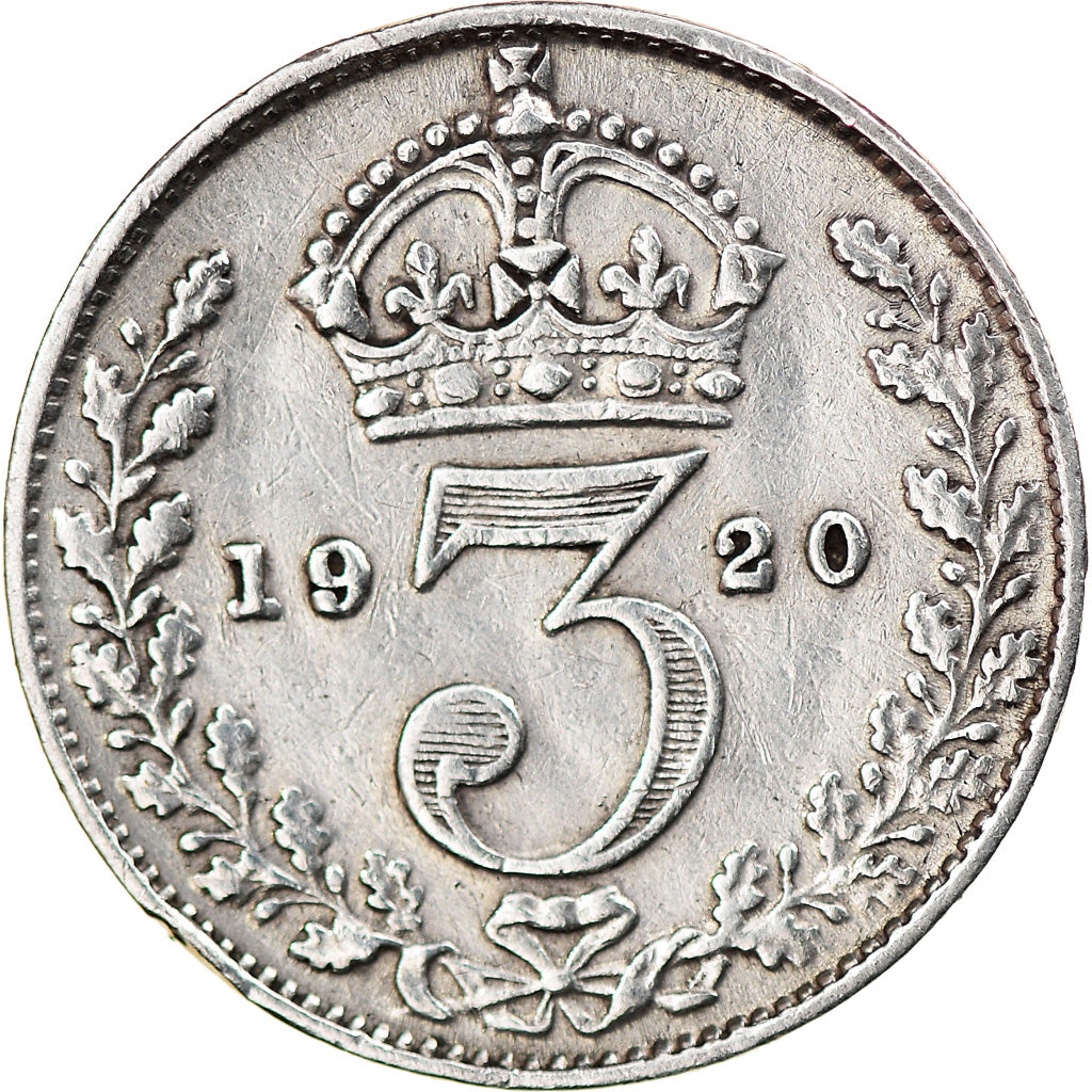 Munten, Groot Bretagne, George V, 3 Pence, 1920, ZF, Zilver, KM:813