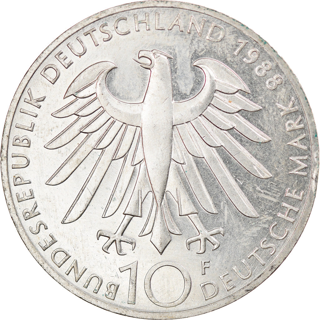 Münze, Bundesrepublik Deutschland, 10 Mark, 1988, Stuttgart, Germany, VZ+
