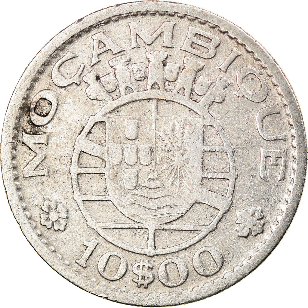 Coin, Mozambique, 10 Escudos, 1952, VF(30-35), Silver, KM:79