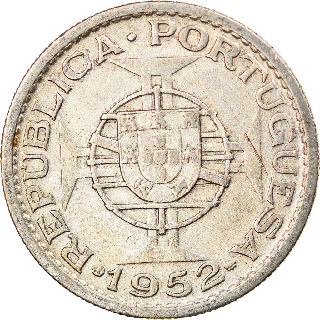 Moeda, Moçambique, 10 Escudos, 1952, EF(40-45), Prata, KM:79