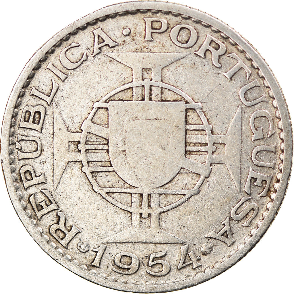 Coin, Mozambique, 10 Escudos, 1954, VF(30-35), Silver, KM:79