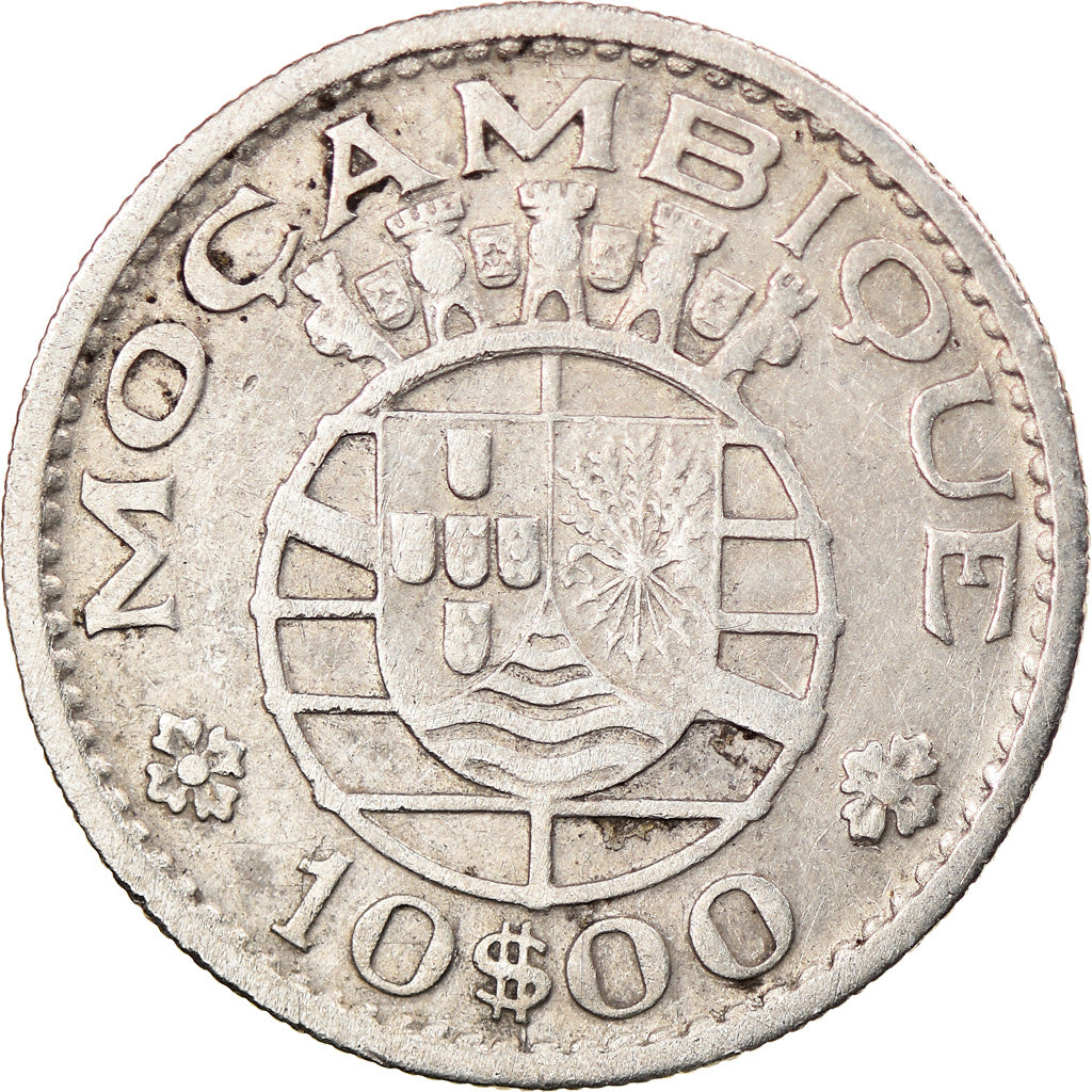 Coin, Mozambique, 10 Escudos, 1954, VF(30-35), Silver, KM:79