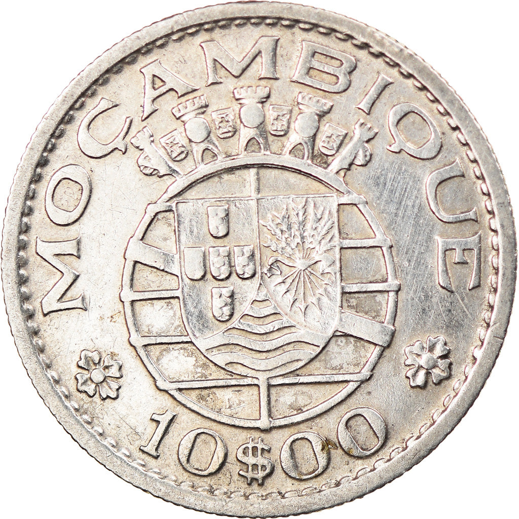 Coin, Mozambique, 10 Escudos, 1955, VF(30-35), Silver, KM:79