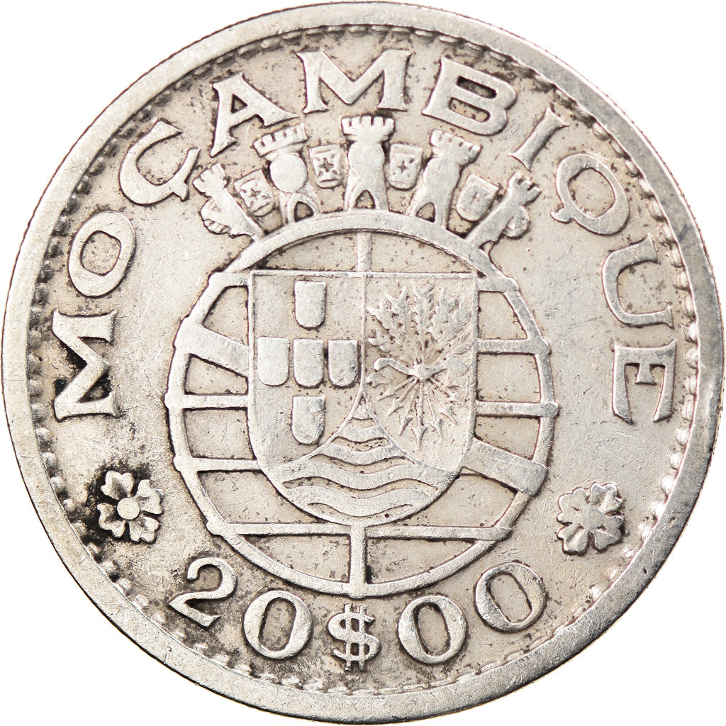 Coin, Mozambique, 20 Escudos, 1955, VF(30-35), Silver, KM:80